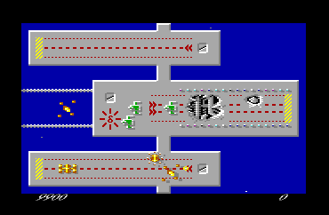 Lo que est� posado en la pista es el Drone, y a su derecha, junto a un marcianito, la Skimmer